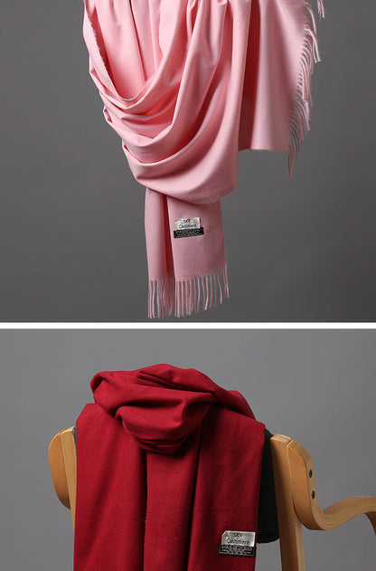 2025 Autumn and Winter Sky Pure Color Imitation Cashmere Scarf Single Color Thickeneded Warm Shawl New Candy Color Taobao Dropshipping