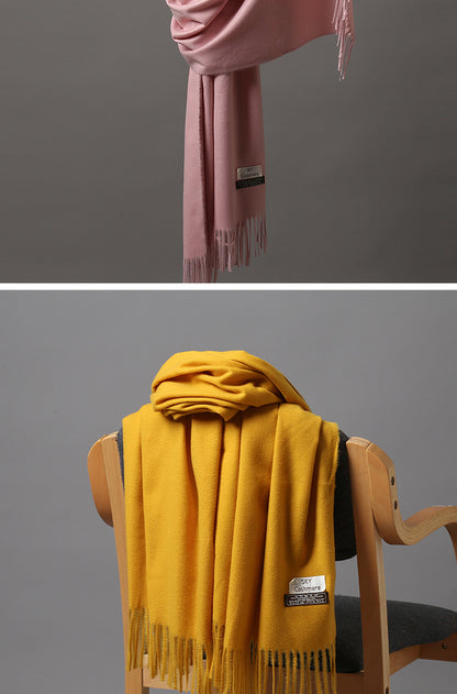 2025 Autumn and Winter Sky Pure Color Imitation Cashmere Scarf Single Color Thickeneded Warm Shawl New Candy Color Taobao Dropshipping