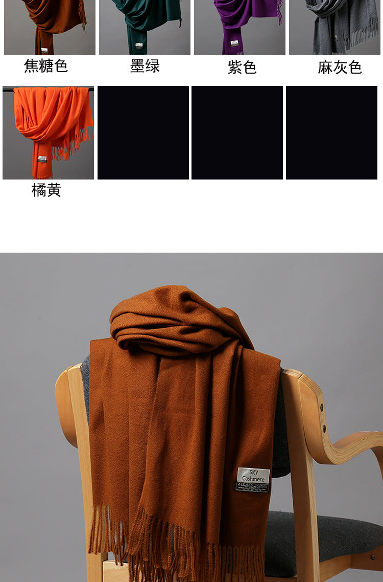 2025 Autumn and Winter Sky Pure Color Imitation Cashmere Scarf Single Color Thickeneded Warm Shawl New Candy Color Taobao Dropshipping