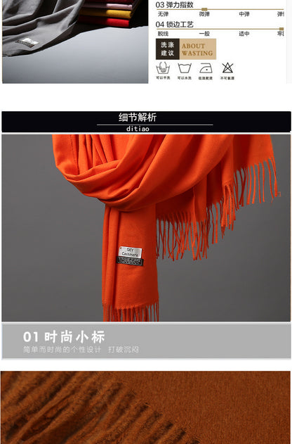 2025 Autumn and Winter Sky Pure Color Imitation Cashmere Scarf Single Color Thickeneded Warm Shawl New Candy Color Taobao Dropshipping