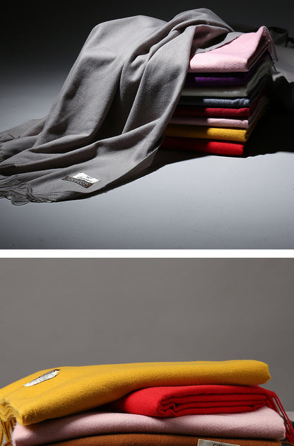 2025 Autumn and Winter Sky Pure Color Imitation Cashmere Scarf Single Color Thickeneded Warm Shawl New Candy Color Taobao Dropshipping