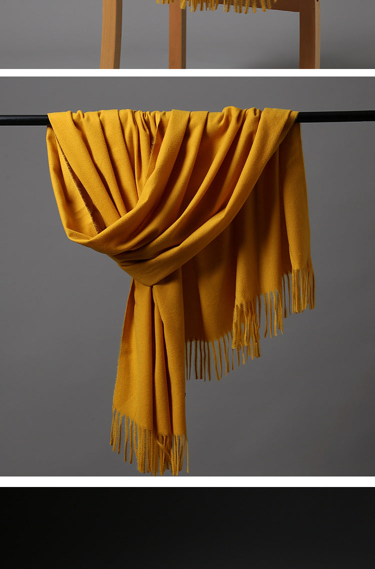 2025 Autumn and Winter Sky Pure Color Imitation Cashmere Scarf Single Color Thickeneded Warm Shawl New Candy Color Taobao Dropshipping