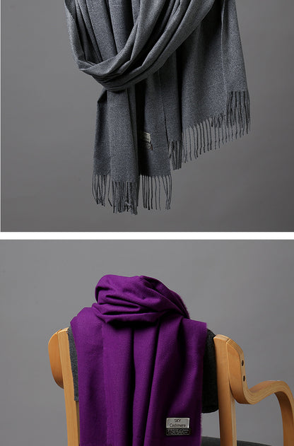 2025 Autumn and Winter Sky Pure Color Imitation Cashmere Scarf Single Color Thickeneded Warm Shawl New Candy Color Taobao Dropshipping