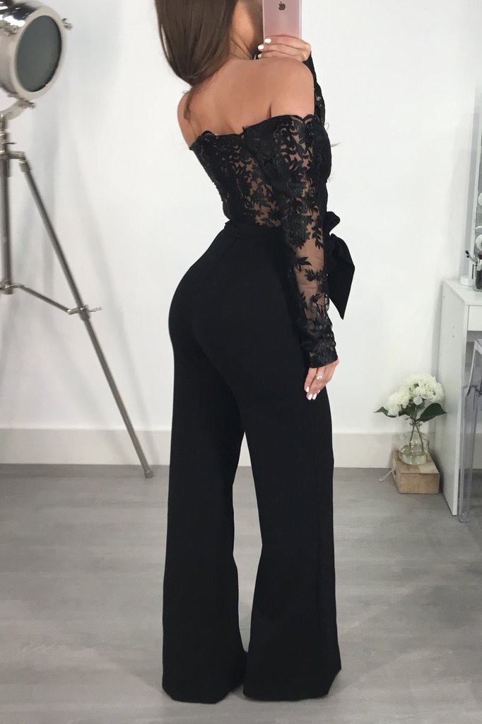 Women’s Lace Wide-Leg Jumpsuit – Elegant One-Shoulder Neck Casual Romper, European & American Style, 7 Colors