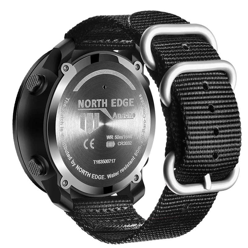 NORTH EDGE Men’s Outdoor Digital Sports Watch – Military-Style Altimeter, Barometer & Compass, 50M Waterproof