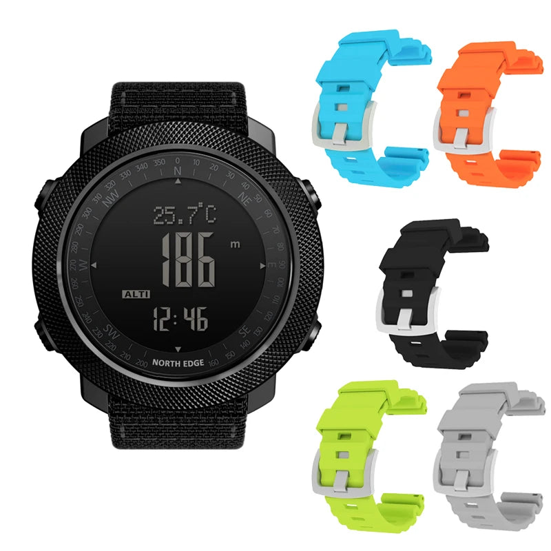 NORTH EDGE Men’s Outdoor Digital Sports Watch – Military-Style Altimeter, Barometer & Compass, 50M Waterproof