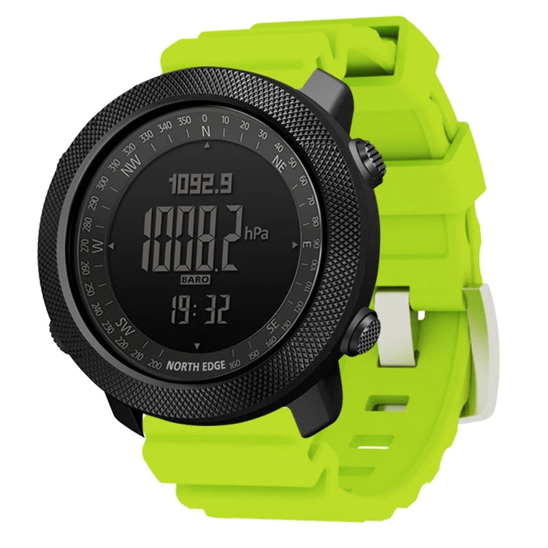 NORTH EDGE Men’s Outdoor Digital Sports Watch – Military-Style Altimeter, Barometer & Compass, 50M Waterproof