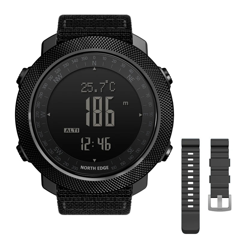 NORTH EDGE Men’s Outdoor Digital Sports Watch – Military-Style Altimeter, Barometer & Compass, 50M Waterproof