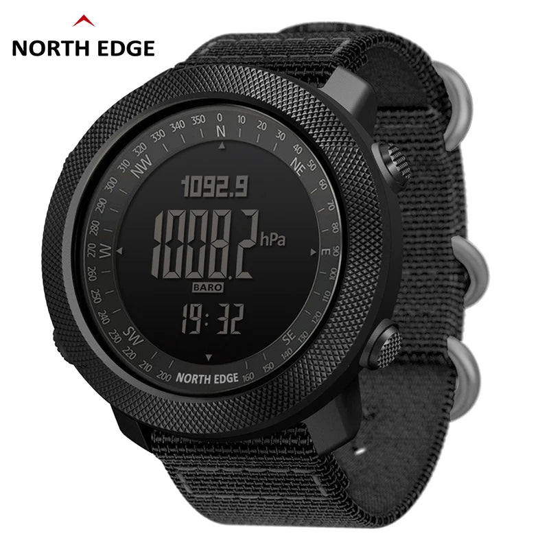 NORTH EDGE Men’s Outdoor Digital Sports Watch – Military-Style Altimeter, Barometer & Compass, 50M Waterproof