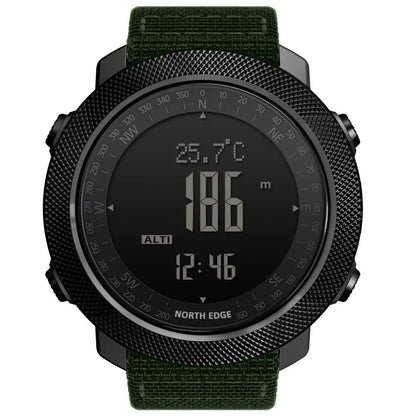 NORTH EDGE Men’s Outdoor Digital Sports Watch – Military-Style Altimeter, Barometer & Compass, 50M Waterproof