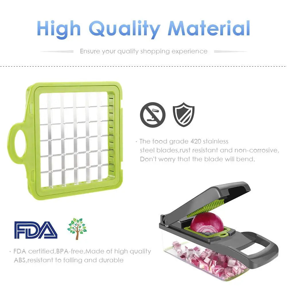 Multifunctional Vegetable Chopper & Grater – Manual Fruit, Potato, Cheese & Onion Slicer