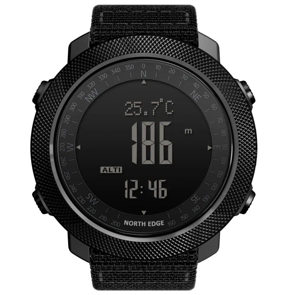 NORTH EDGE Men’s Outdoor Digital Sports Watch – Military-Style Altimeter, Barometer & Compass, 50M Waterproof