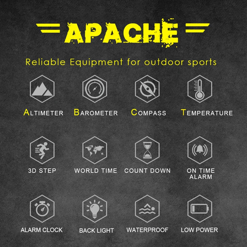 NORTH EDGE Men’s Outdoor Digital Sports Watch – Military-Style Altimeter, Barometer & Compass, 50M Waterproof