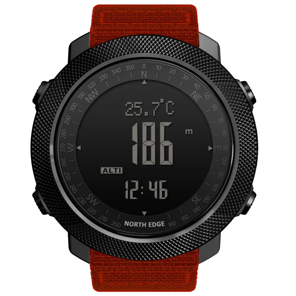 NORTH EDGE Men’s Outdoor Digital Sports Watch – Military-Style Altimeter, Barometer & Compass, 50M Waterproof