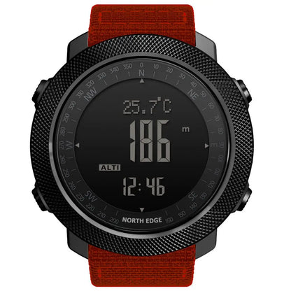 NORTH EDGE Men’s Outdoor Digital Sports Watch – Military-Style Altimeter, Barometer & Compass, 50M Waterproof
