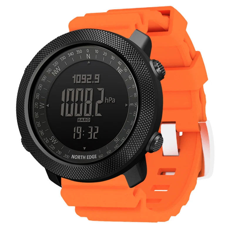 NORTH EDGE Men’s Outdoor Digital Sports Watch – Military-Style Altimeter, Barometer & Compass, 50M Waterproof