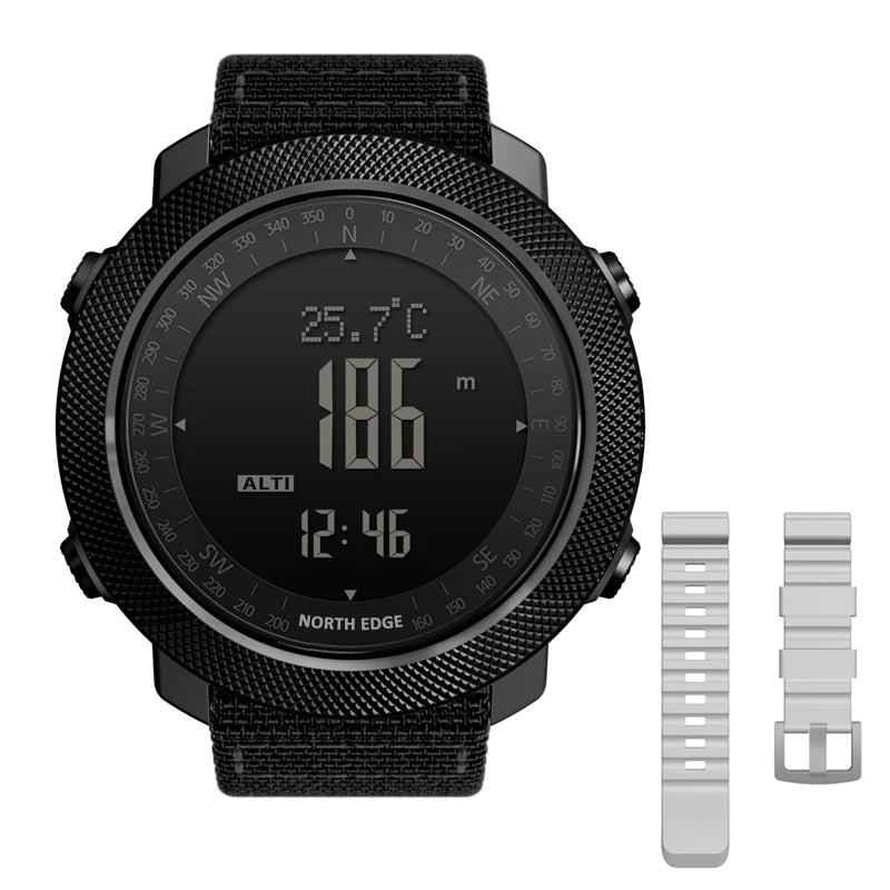 NORTH EDGE Men’s Outdoor Digital Sports Watch – Military-Style Altimeter, Barometer & Compass, 50M Waterproof