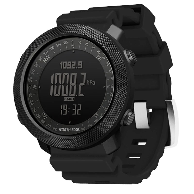 NORTH EDGE Men’s Outdoor Digital Sports Watch – Military-Style Altimeter, Barometer & Compass, 50M Waterproof