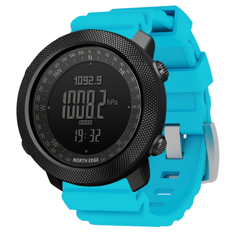 NORTH EDGE Men’s Outdoor Digital Sports Watch – Military-Style Altimeter, Barometer & Compass, 50M Waterproof
