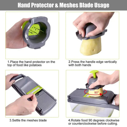 Multifunctional Vegetable Chopper & Grater – Manual Fruit, Potato, Cheese & Onion Slicer