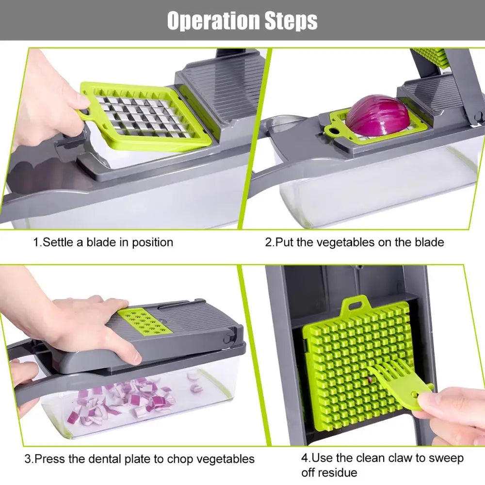 Multifunctional Vegetable Chopper & Grater – Manual Fruit, Potato, Cheese & Onion Slicer