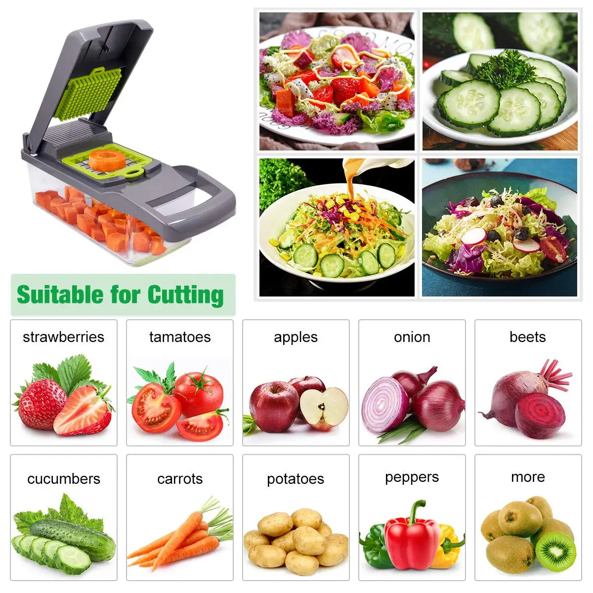 Multifunctional Vegetable Chopper & Grater – Manual Fruit, Potato, Cheese & Onion Slicer