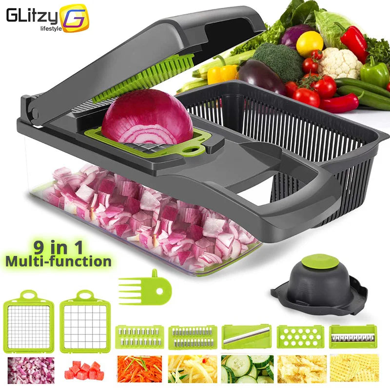 Multifunctional Vegetable Chopper & Grater – Manual Fruit, Potato, Cheese & Onion Slicer
