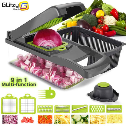 Multifunctional Vegetable Chopper & Grater – Manual Fruit, Potato, Cheese & Onion Slicer