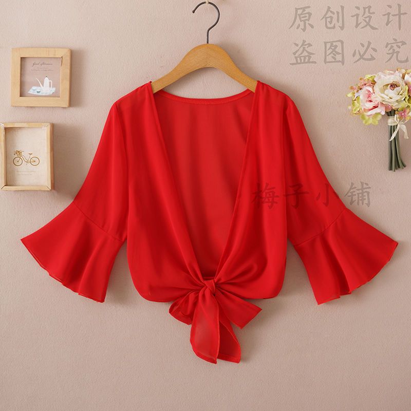 Summer Women’s Chiffon Sun Protection Cardigan – Lightweight Short-Sleeve Shawl Jacket