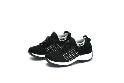 2025 Cross-Border New Large-Size Fly-Knit Mesh Shoes Trendy Mom Shoes Fashionable Sock Shoes Breathable Sports Women's Shoes