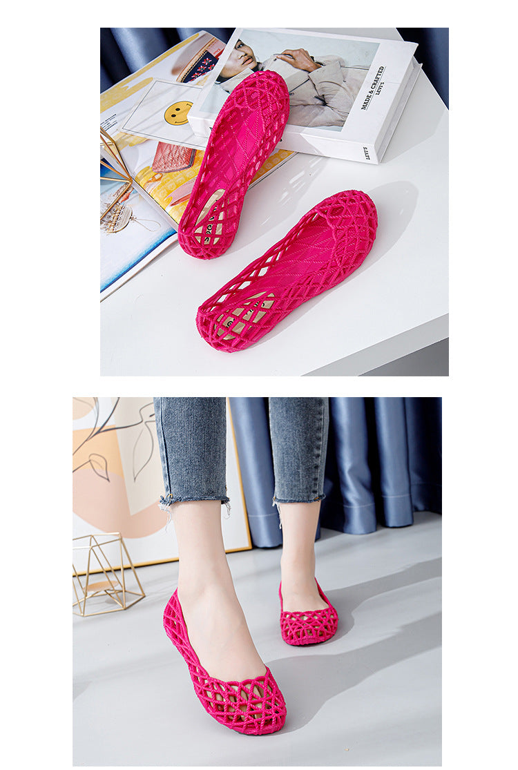 Plastic Sandals Women's 2022 New Summer Outer Wear Nurse Soft-soled Mother Shoes Hollow Non-slip Top Flat Hole Shoes