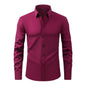 Cross-Border Lightweight Stretchy Plus-Size Men's Shirts, Wrinkle-Resistant Long-Sleeve Shirts, Amazon Cardigan Long-Sleeve Shirts for Men