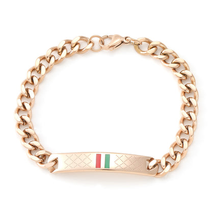 Cross-border stainless steel men's bracelet with red and green tape ring steel gold and black three color jewelry in stock wholesale