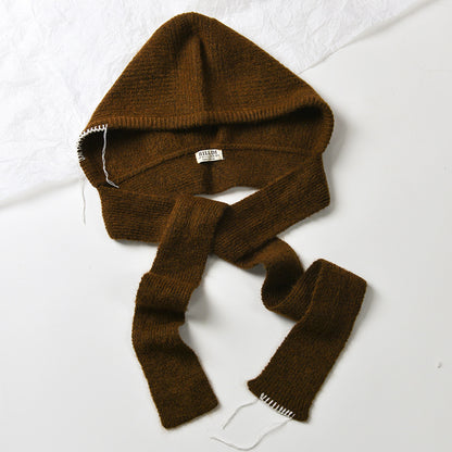 Autumn and winter new high-grade balaclava cap women's outer tie thick knitted warm earmuffs wool hat