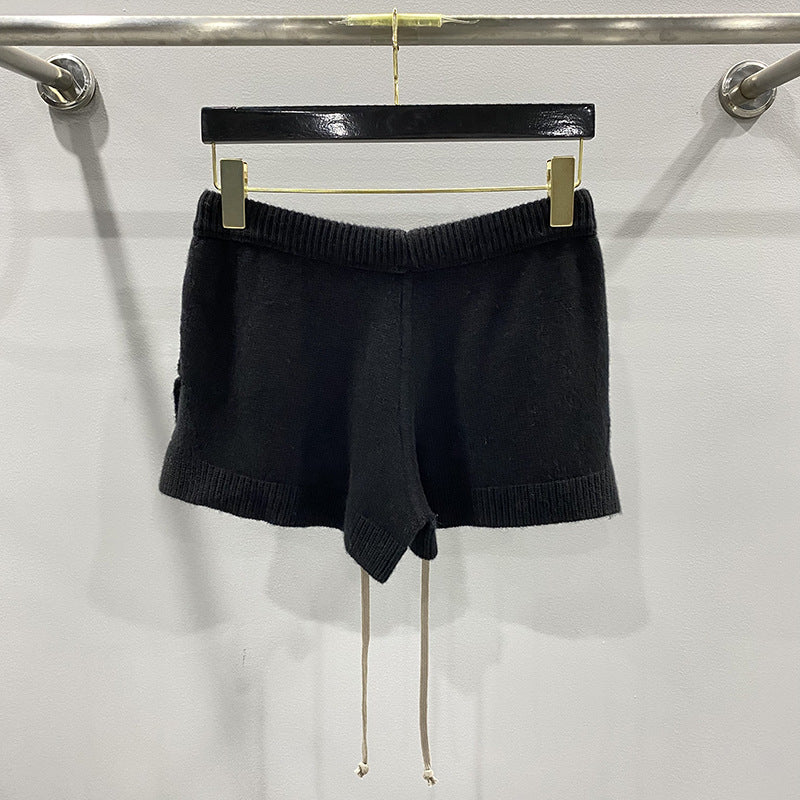Men’s Dark Style Wool Knit Shorts – Black & Gray Casual Fashion Shorts, Comfortable Stylish Everyday Wear