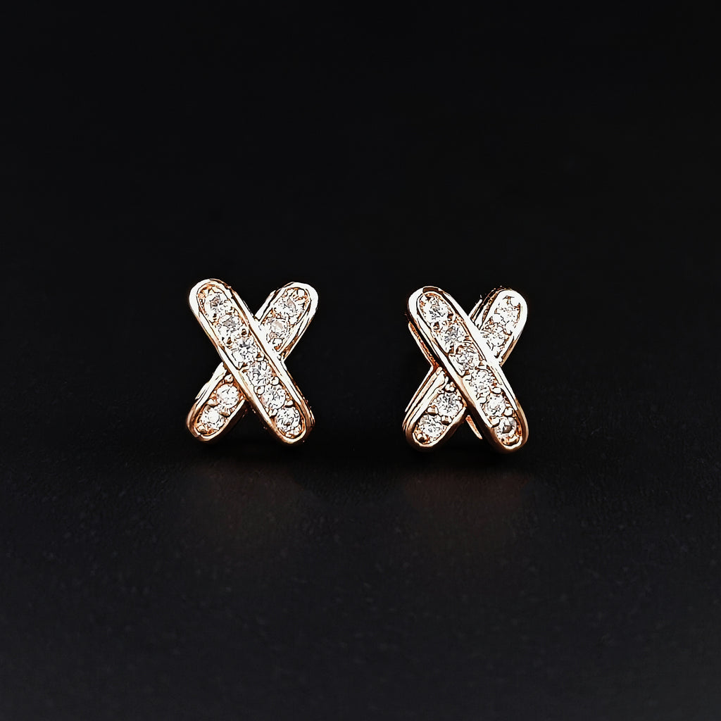 Amazon Minimalist Cool Style Zircon X-shaped Earrings for Women Simple Small Letter All-match Student Earrings e7501