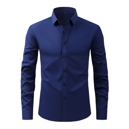 Cross-Border Four-Way Stretch Shirt Men's Shirt Wrinkle-Free and Anti-Wrinkle Amazon Export Thin Cardigan Long-Sleeved Shirt for Men