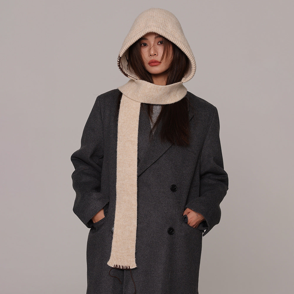 Autumn and winter new high-grade balaclava cap women's outer tie thick knitted warm earmuffs wool hat