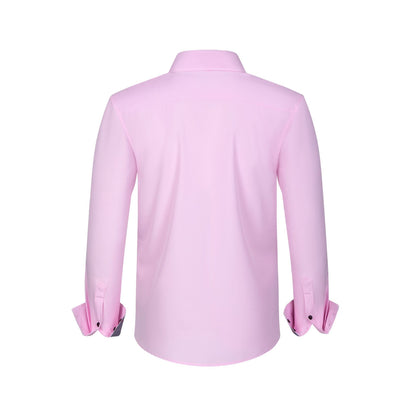 Cross-Border Four-Way Stretch Men's Shirt Polka Dot Color Matching Design Double-Breasted Shirt Men's Amazon Hot Style
