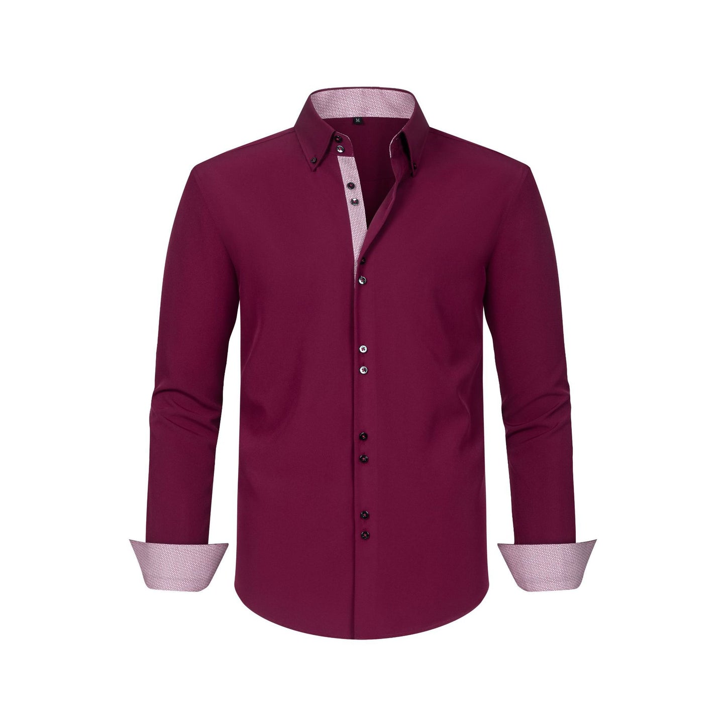 Cross-Border Four-Way Stretch Men's Shirt Polka Dot Color Matching Design Double-Breasted Shirt Men's Amazon Hot Style