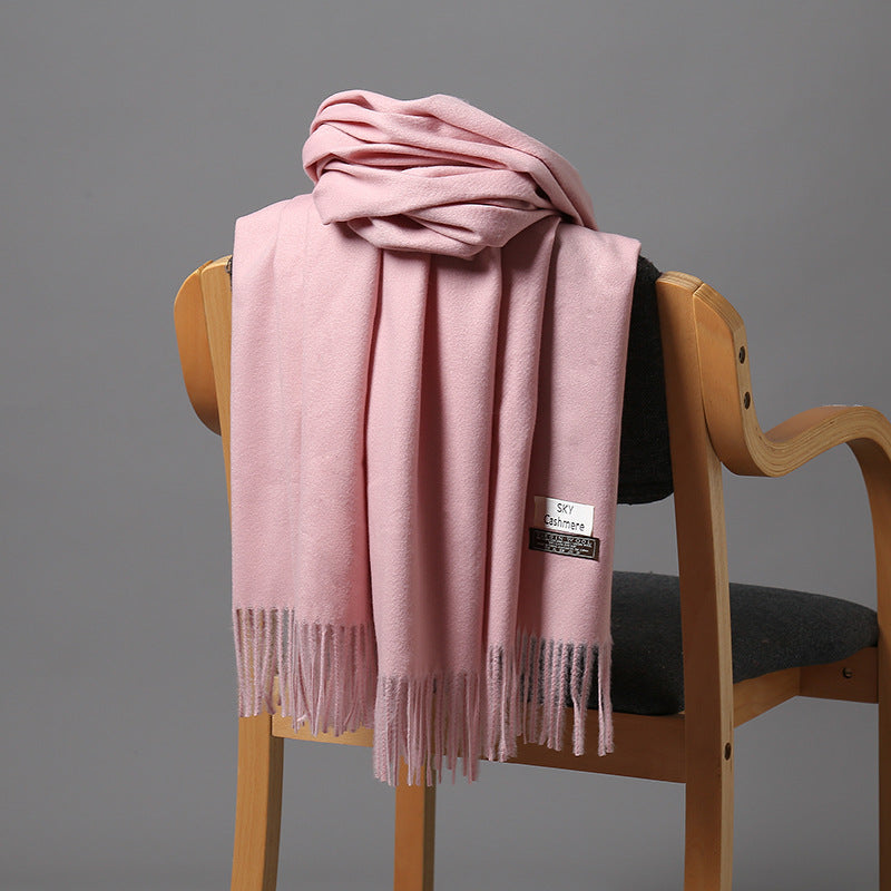 2025 Autumn and Winter Sky Pure Color Imitation Cashmere Scarf Single Color Thickeneded Warm Shawl New Candy Color Taobao Dropshipping