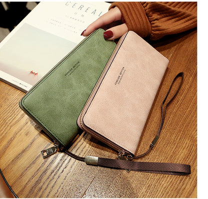 Lonny Women's Hand-Held Long Wallet Korean Style Handbag Multi-Functional Card Holder Mobile Phone Bag Coin Purse Women's Wallet