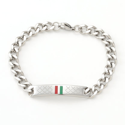 Cross-border stainless steel men's bracelet with red and green tape ring steel gold and black three color jewelry in stock wholesale