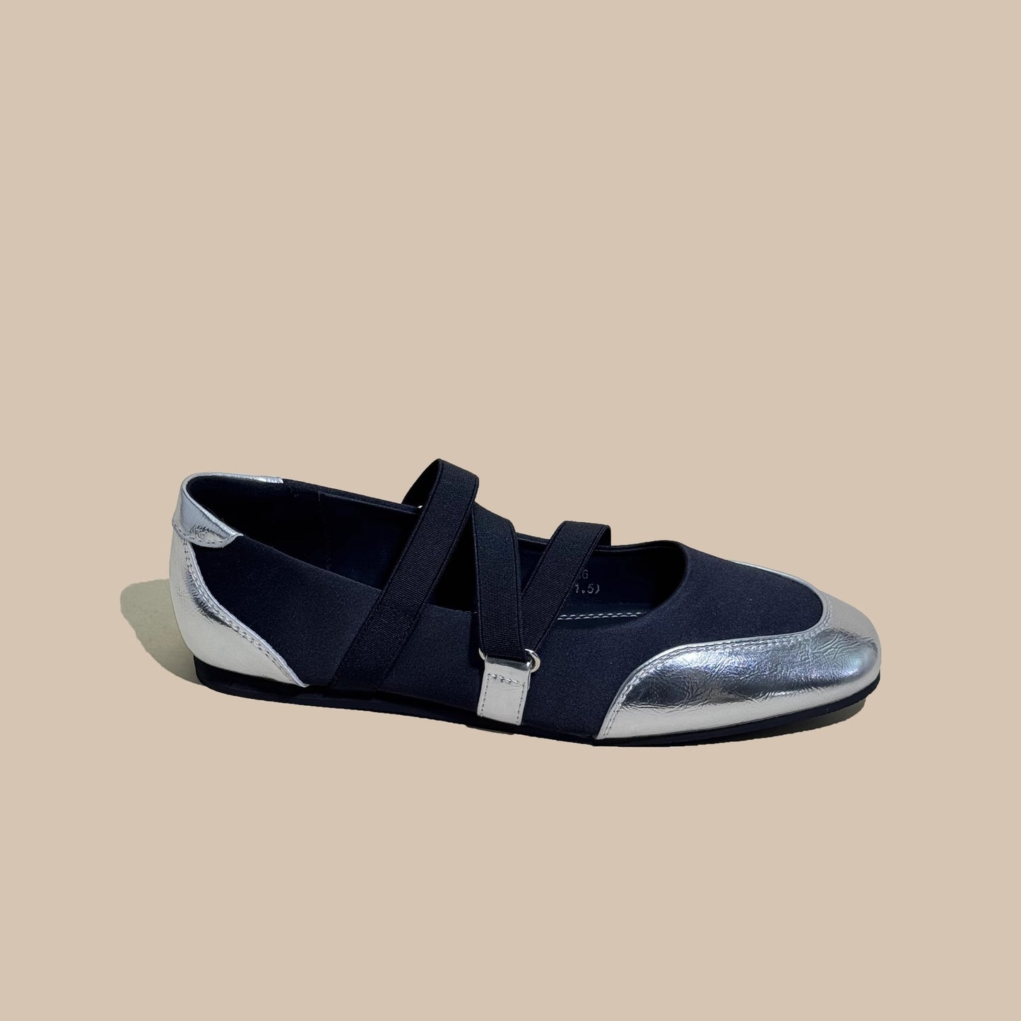 Spring and Autumn Shallow Square-Toe Flat Shoes for Women, 2026 New Model Mary Jane Ballet Shoes with Elastic Band, Silver Soft-Soled Single Shoes