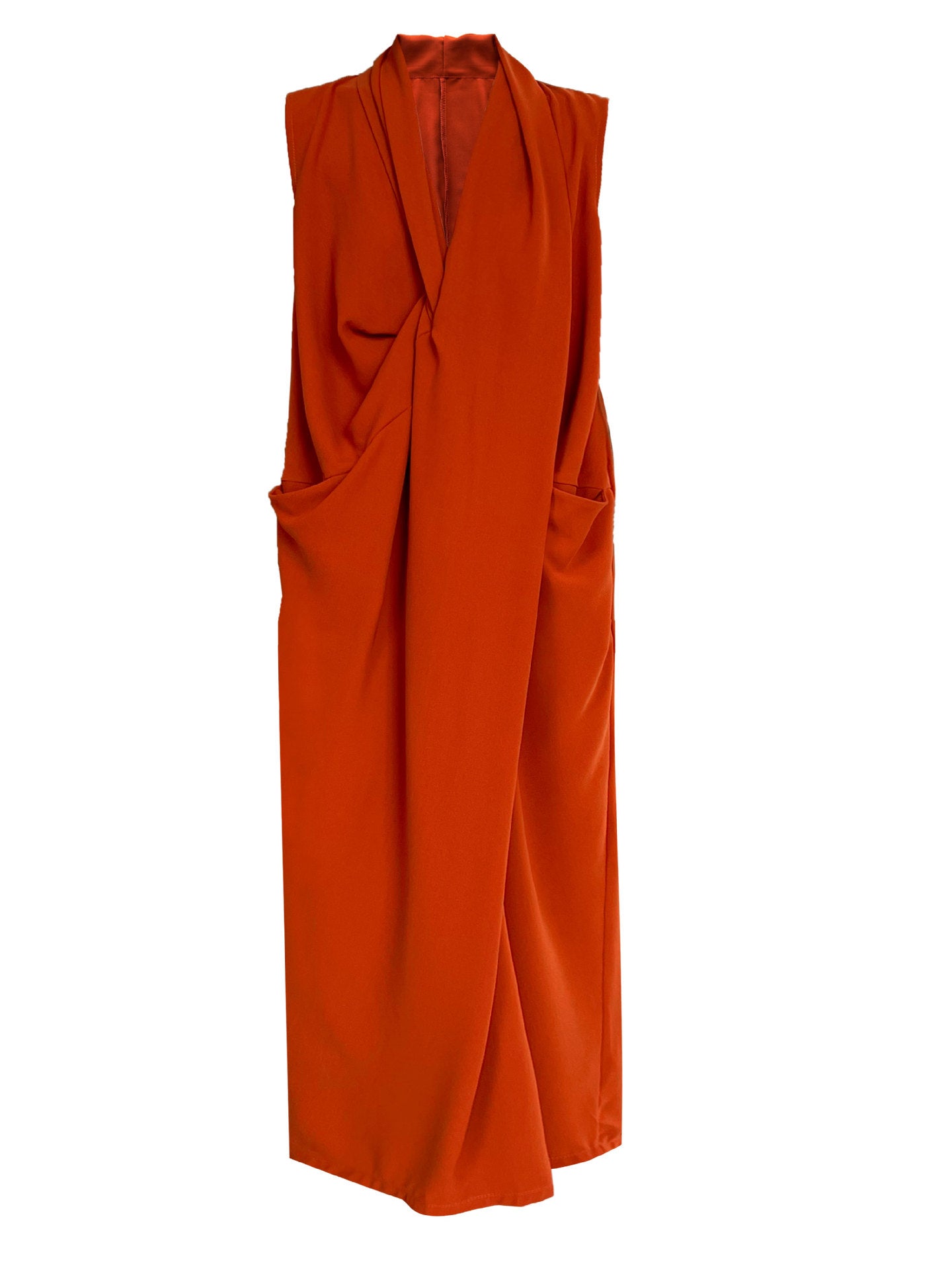 Luxi Elegant V-neck Sleeveless Kink Waist dress Women's Slimming Irregular High-end Hong Kong-style Long Skirt 3985