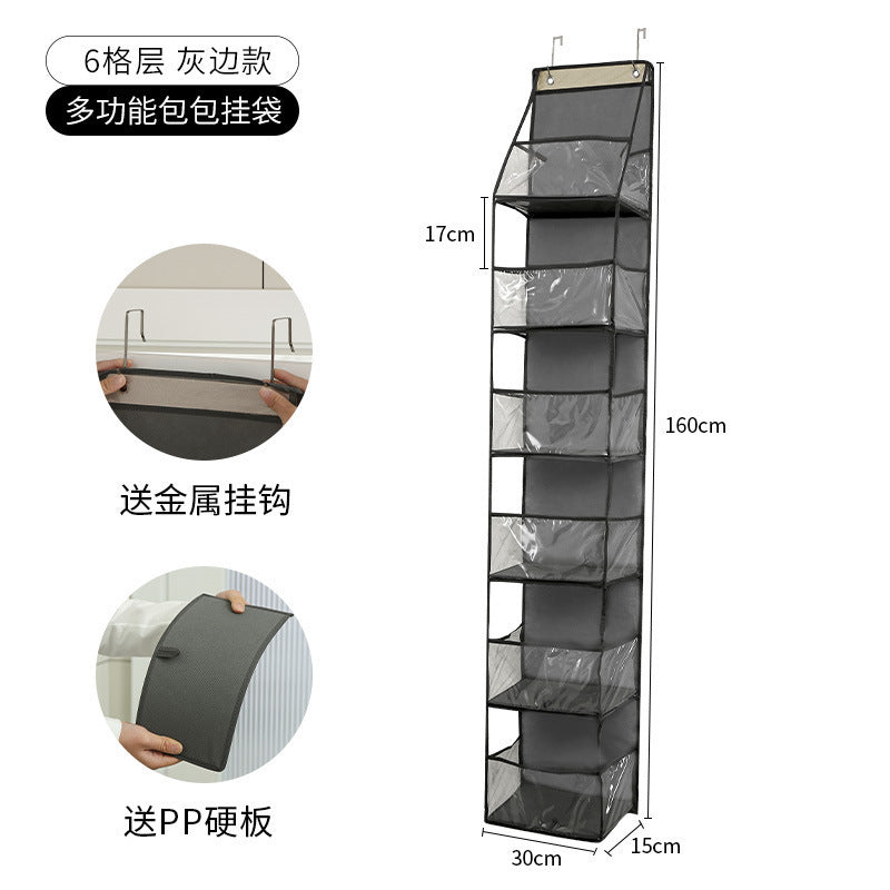Wall-Mounted Storage Hanging Bag Behind the Door, Multi-Layered Dormitory Storage, Multifunctional Clothing and Toy Plastic Bag Storage Bag