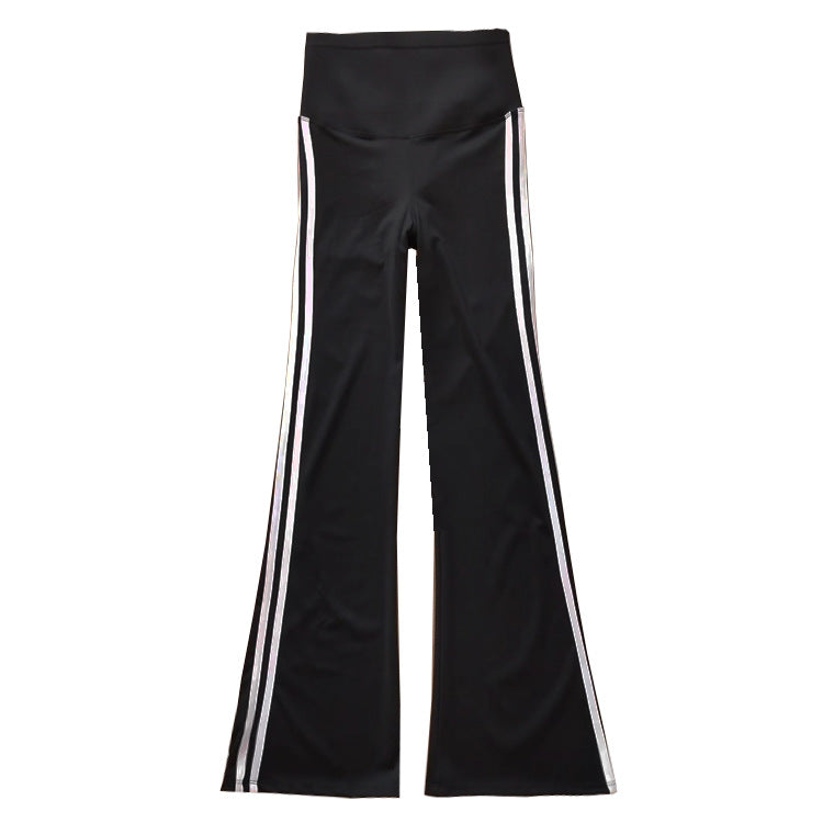 Plus Size Shark Bell Bottoms Spring Pants Women's Outer Wear Boot-Cut Pants Shark Pants High Waist Slim Side White Striped Women's Pants