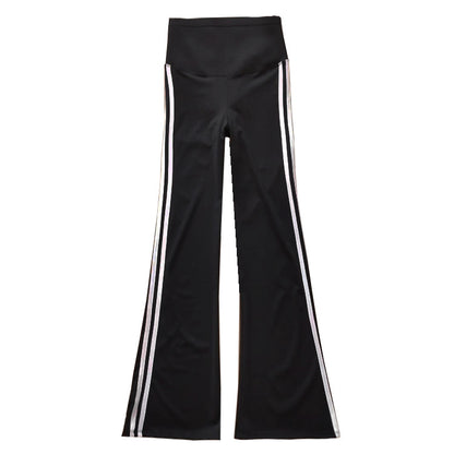 Plus Size Shark Bell Bottoms Spring Pants Women's Outer Wear Boot-Cut Pants Shark Pants High Waist Slim Side White Striped Women's Pants