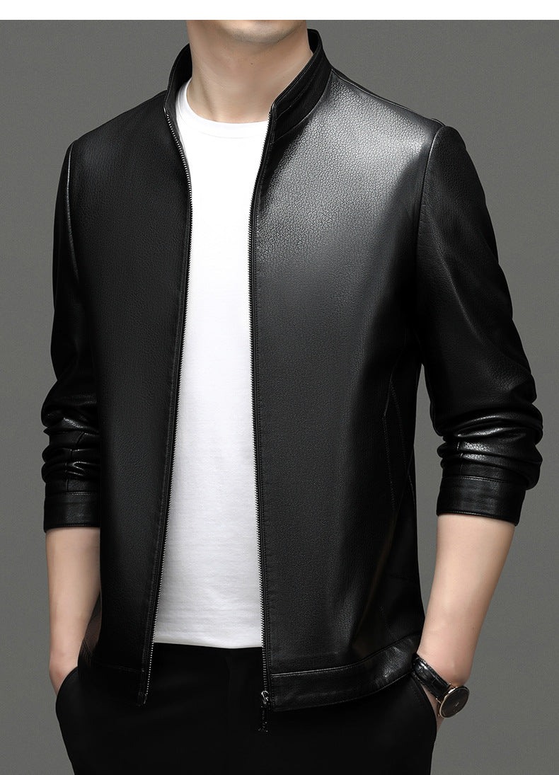 Innoobani | Popular Men's Stand Collar Ecological Leather Jacket High Quality Leather Jacket Men's Jacket | Thin and Thick Optional 2336