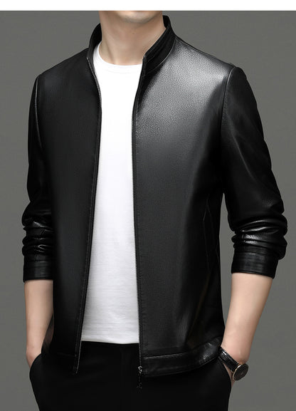 Innoobani | Popular Men's Stand Collar Ecological Leather Jacket High Quality Leather Jacket Men's Jacket | Thin and Thick Optional 2336